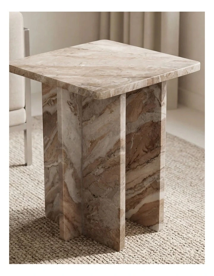 Celo Torrento Marble Side Table in Brown image 3