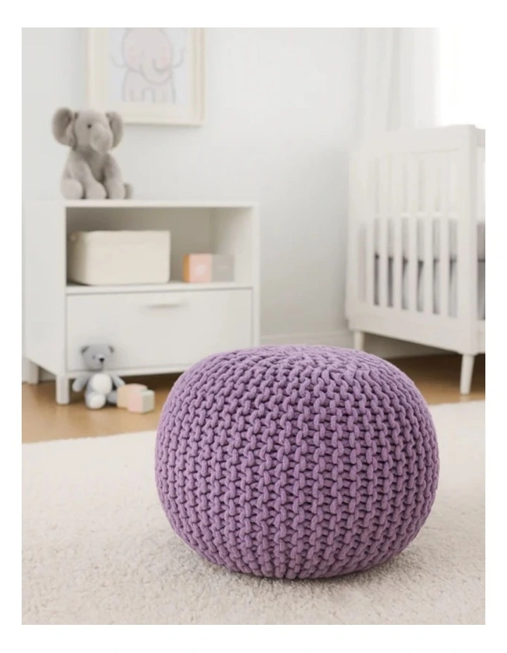 Braided Ottoman Pouffe in Lilac image 2