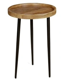 Trident Mango Wood Side Table in Brown