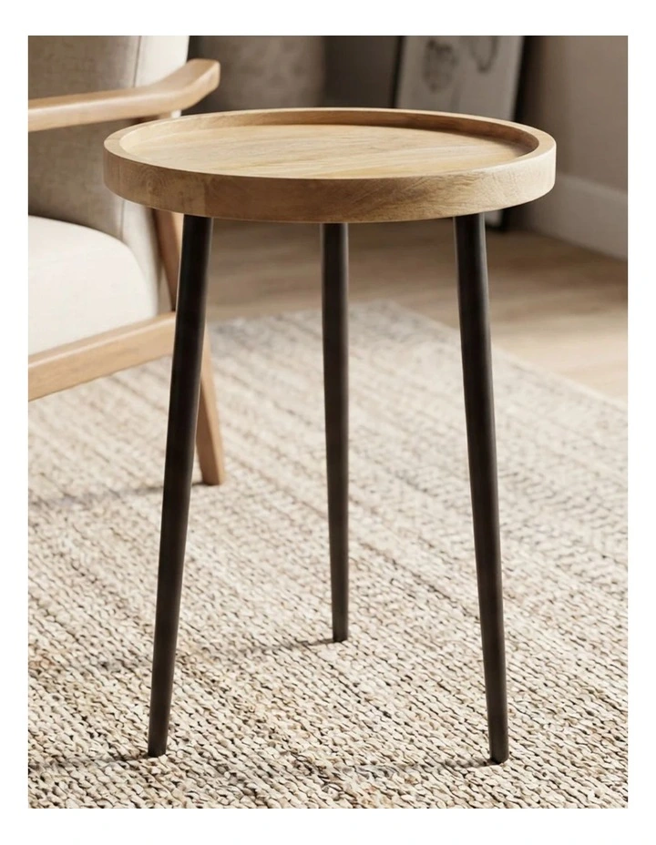 Trident Mango Wood Side Table in Brown image 3