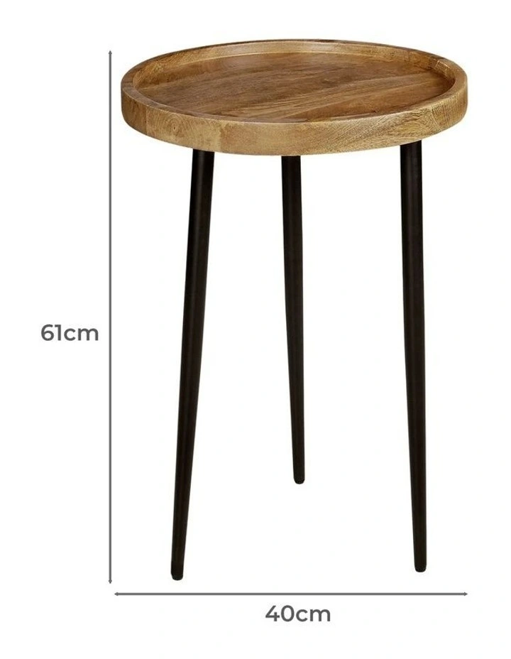 Trident Mango Wood Side Table in Brown image 7