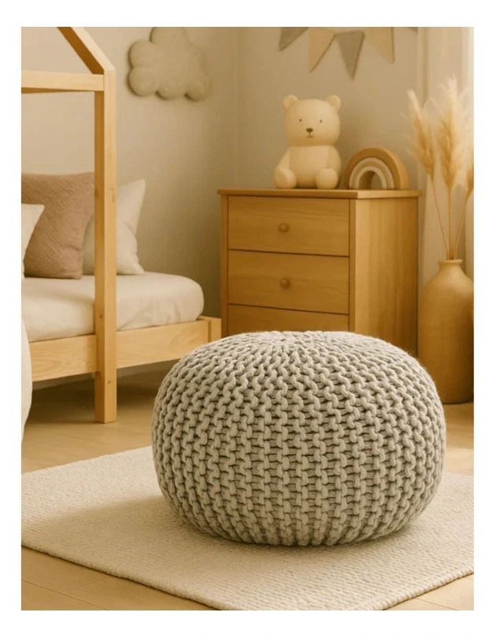 Braided Ottoman Pouffe in Sage Green image 2