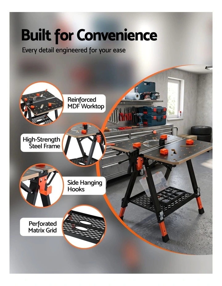 Adjustable Portable Folding Work Table 454kg image 5