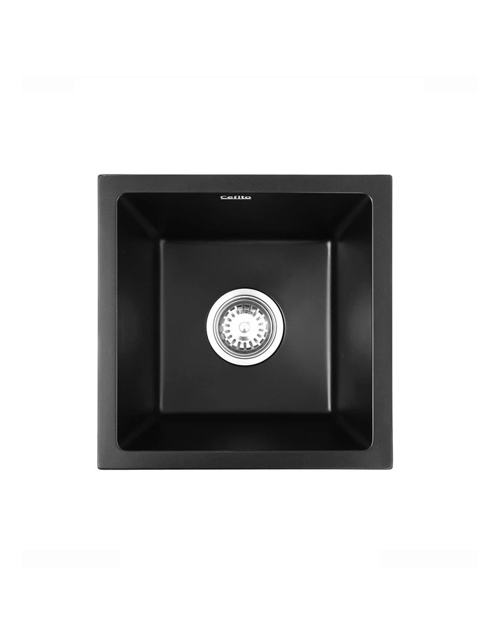 Granite Stone Single Bowl Kitchen Sink 38x38cm in Black image 2