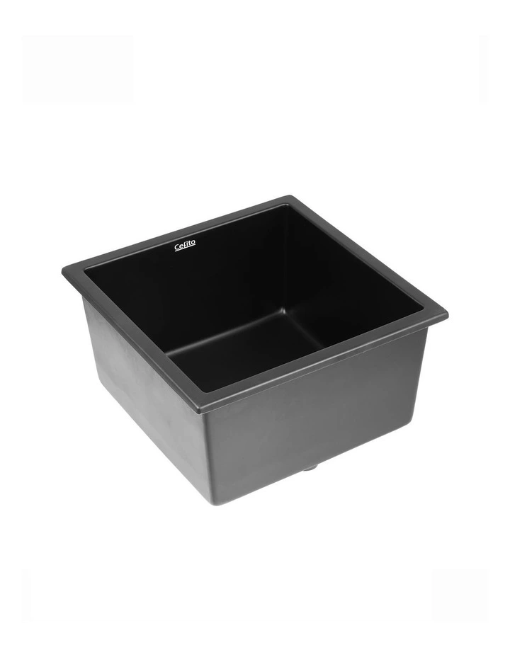 Granite Stone Single Bowl Kitchen Sink 45x45cm in Black image 1
