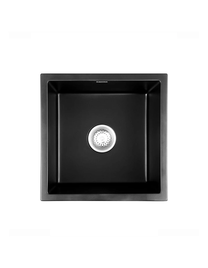Granite Stone Single Bowl Kitchen Sink 45x45cm in Black image 2