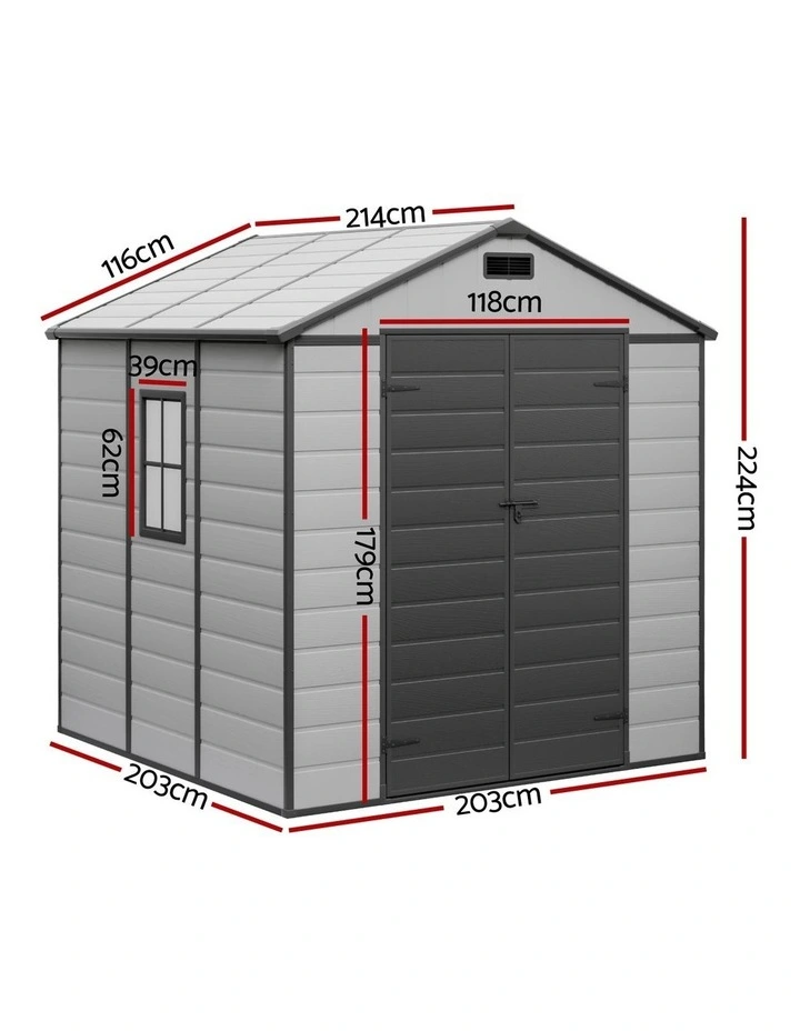 Tool Workshop House Shelter Garden Shed Sheds Outdoor Storage 2.15x2.14m in Grey image 4