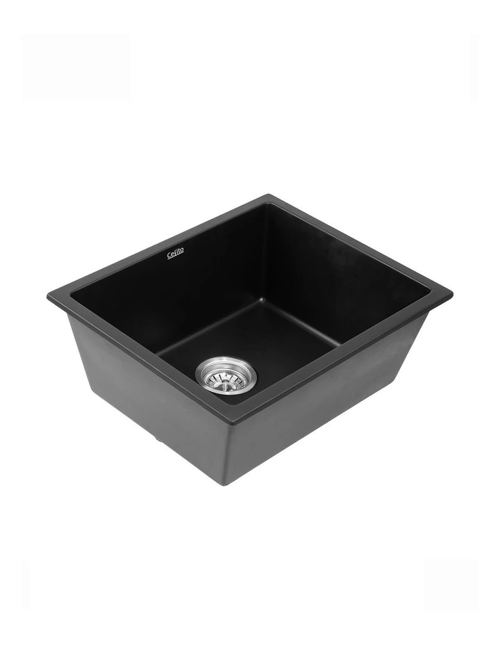 Granite Stone Sink Single Bowl Kitchen Sink in Black 55x45cm image 1