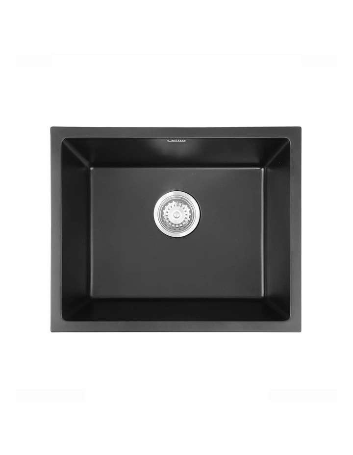 Granite Stone Sink Single Bowl Kitchen Sink in Black 55x45cm image 2