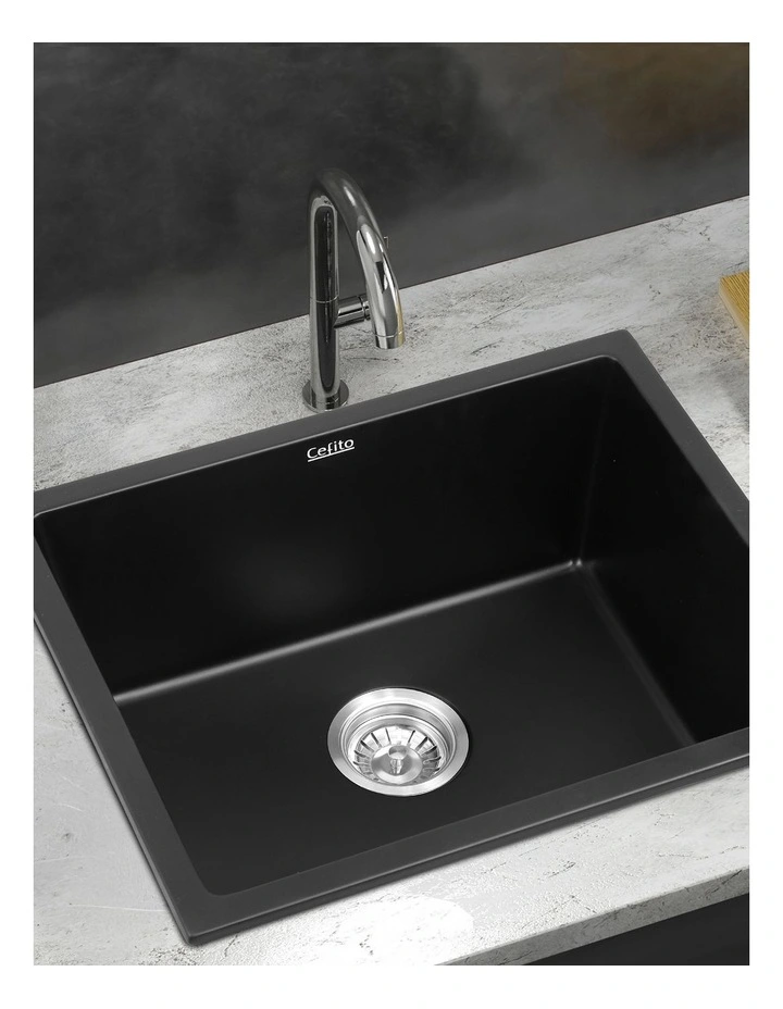 Granite Stone Sink Single Bowl Kitchen Sink in Black 55x45cm image 3