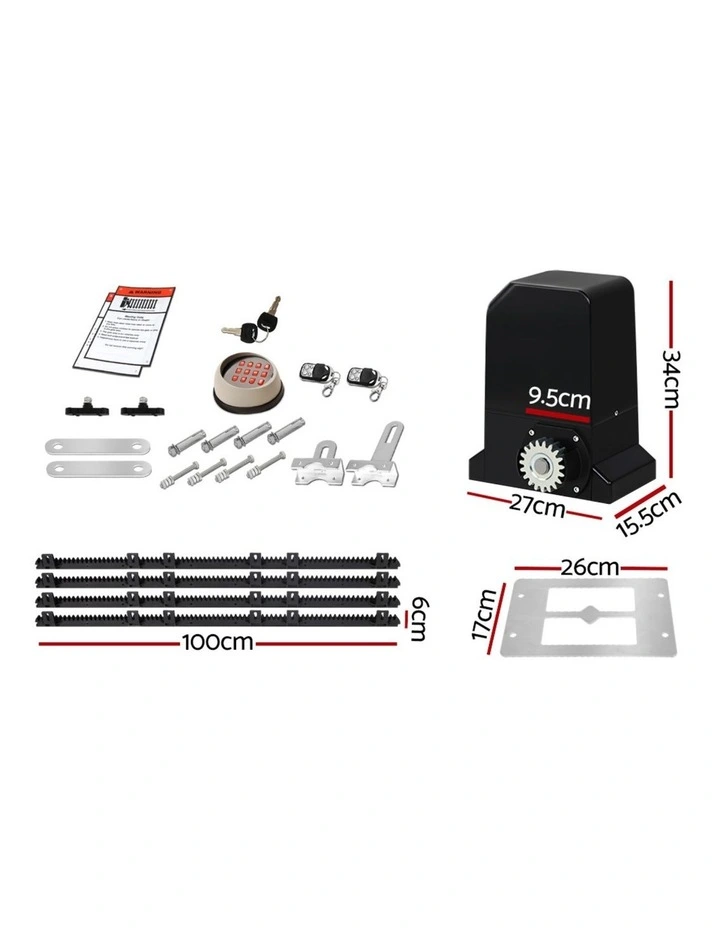 Automatic Sliding Gate Opener Kit Keypad 4M 1000kg in Black image 2