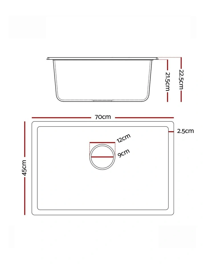 Kitchen Sink 70x45cm in White image 4