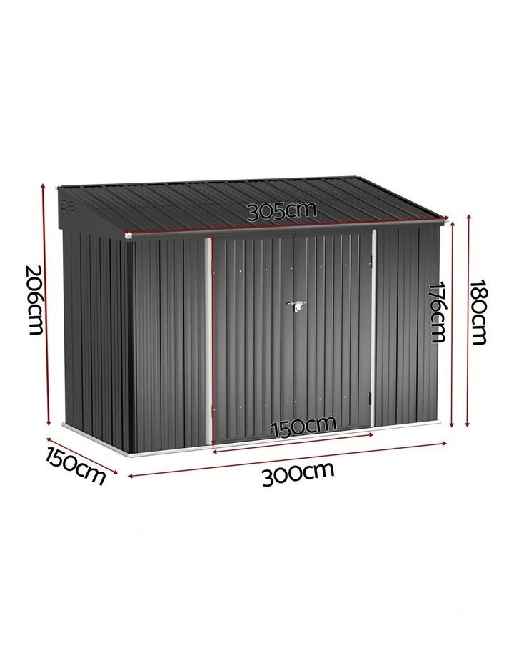 Galvanised Steel Garden Shed 3.05x1.5M in Grey image 4