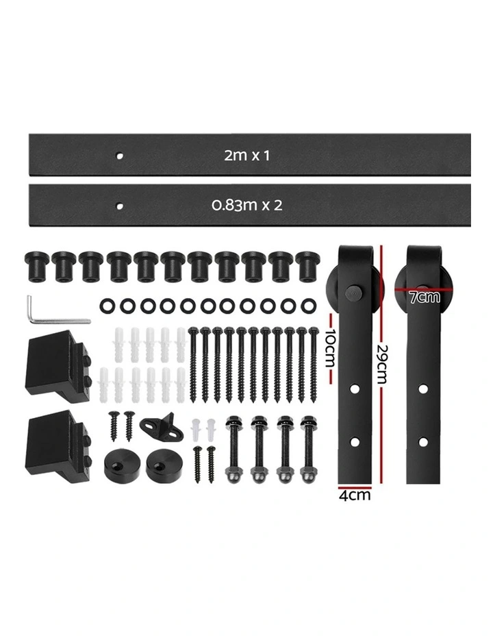 Sliding Barn Door Hardware Track Set 3.66m in Black image 2