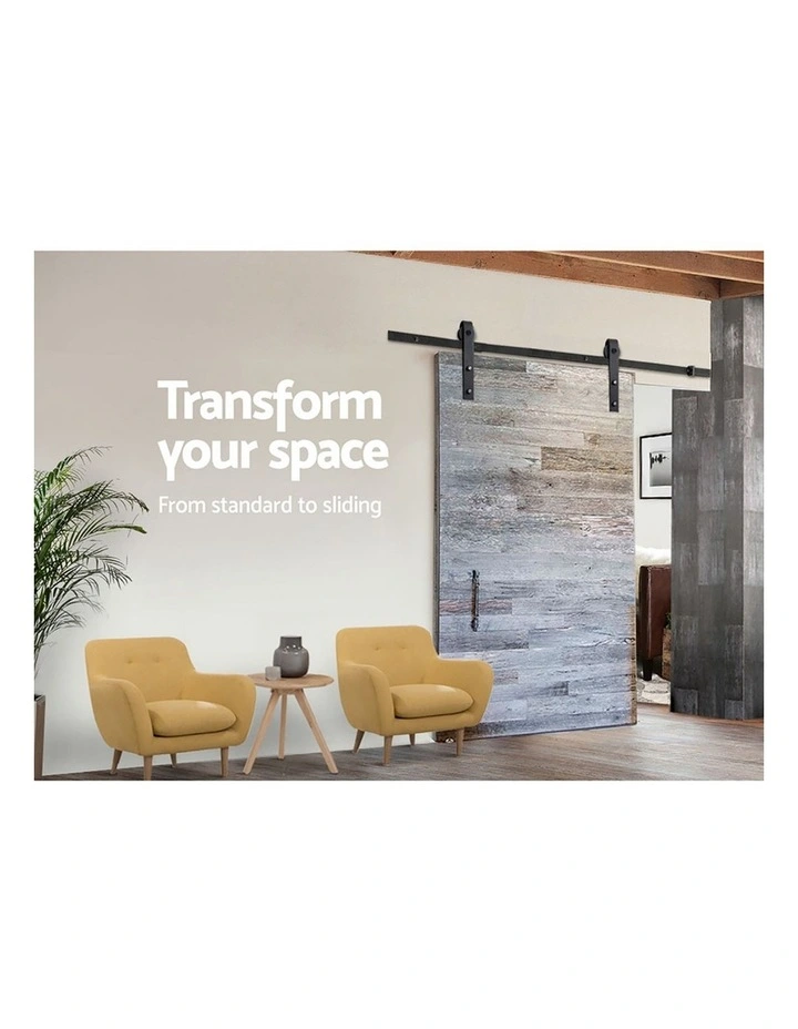 Sliding Barn Door Hardware Track Set 3.66m in Black image 5