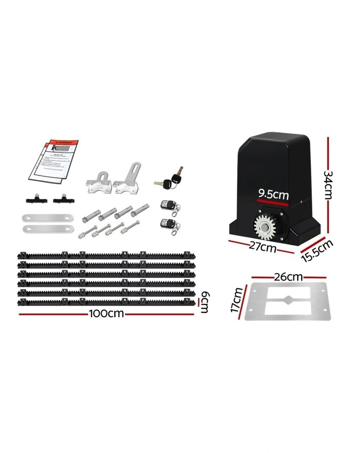 Automatic Sliding Gate Opener Kit 6M 1000kg in Black image 2