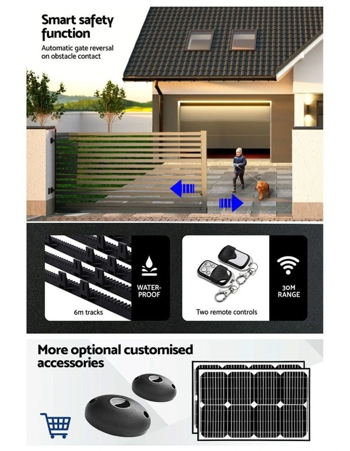 Automatic Sliding Gate Opener Kit 6M 1000kg in Black image 7