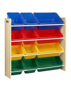 Kids Toy Box 12 Bins Organiser Rack in Multi