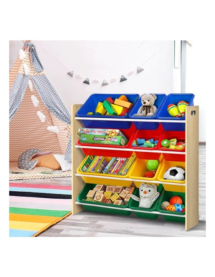 Kids Toy Box 12 Bins Organiser Rack in Multi image 4