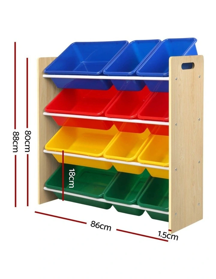 Kids Toy Box 12 Bins Organiser Rack in Multi image 5