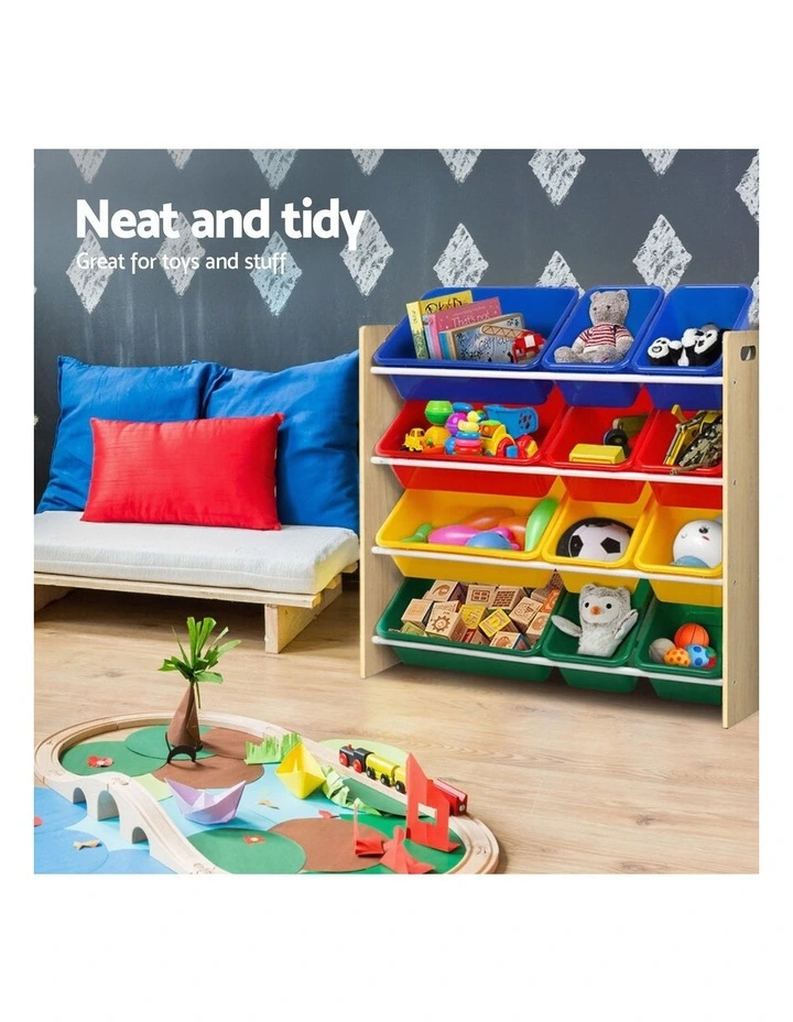 Kids Toy Box 12 Bins Organiser Rack in Multi image 6