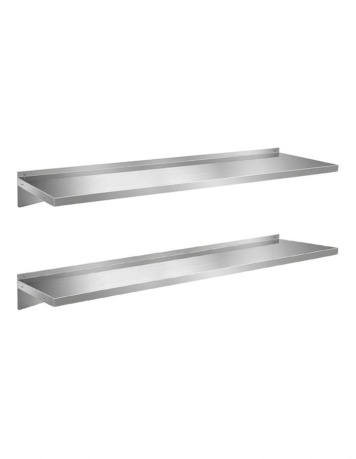 tainless Steel Kitchen Wall Shelf Mounted Rack 2 Pieces in Silver image 1