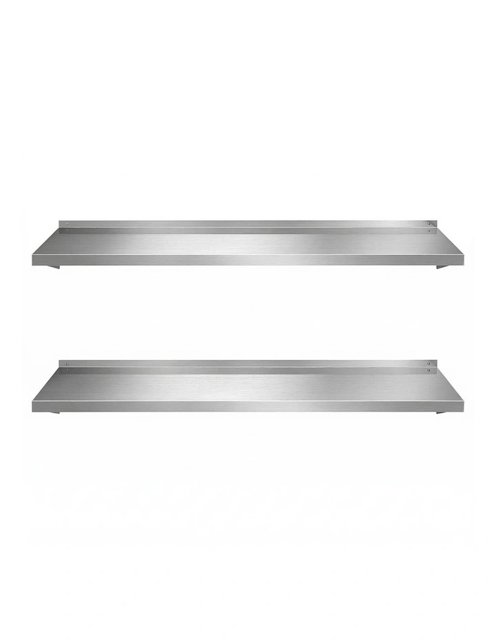 tainless Steel Kitchen Wall Shelf Mounted Rack 2 Pieces in Silver image 2