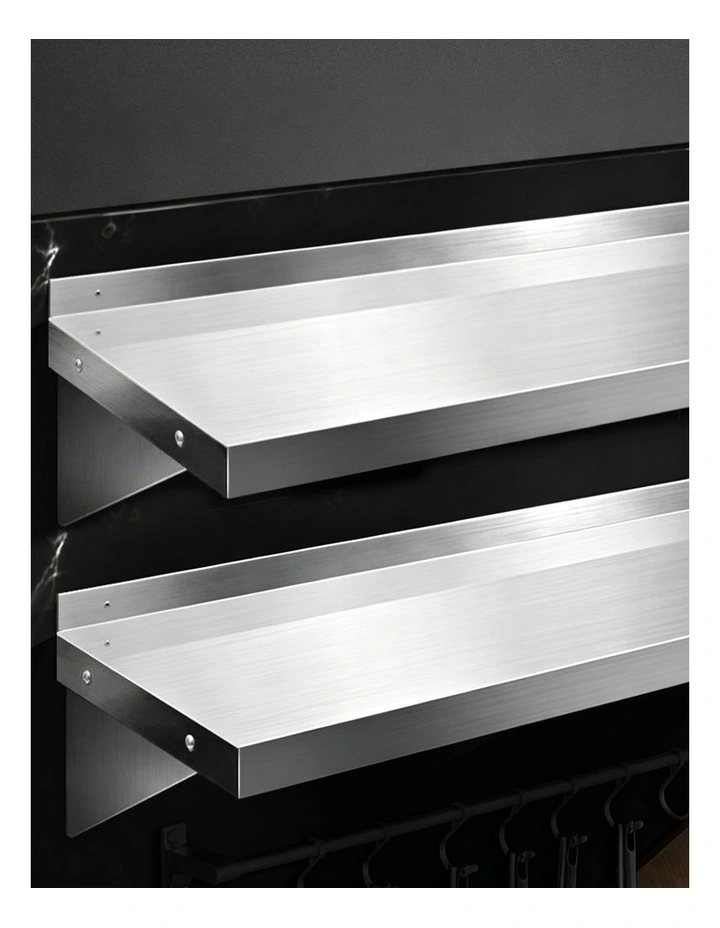 tainless Steel Kitchen Wall Shelf Mounted Rack 2 Pieces in Silver image 3