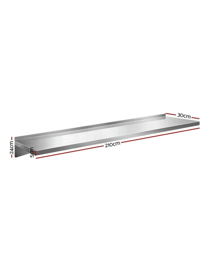 tainless Steel Kitchen Wall Shelf Mounted Rack 2 Pieces in Silver image 4