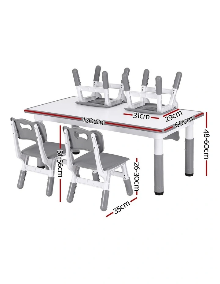 Keezi Height Adjustable Kids Table and 4 Chairs Set Ages 3-8 Grey image 4