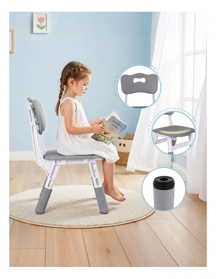 Keezi Height Adjustable Kids Table and 4 Chairs Set Ages 3-8 Grey image 7