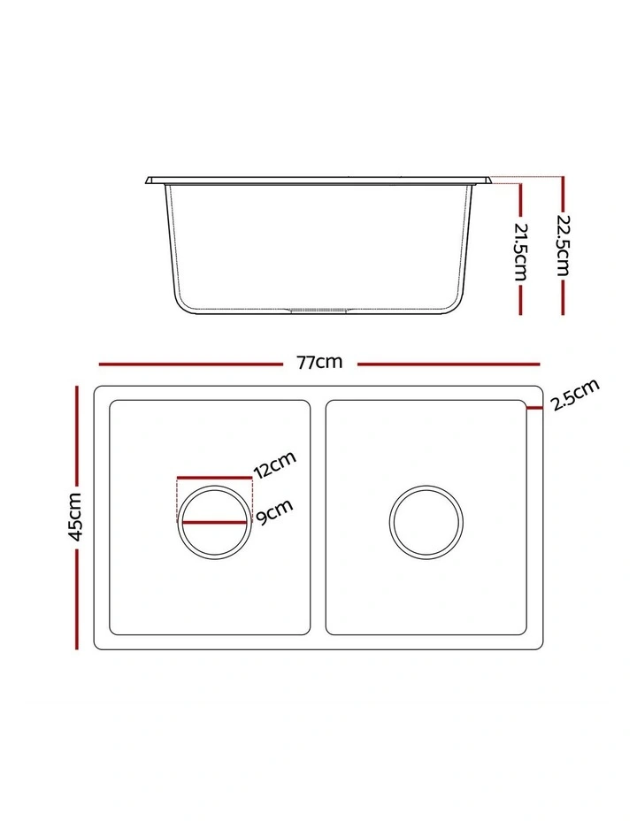 Kitchen Sink 77x45cm in Black image 4