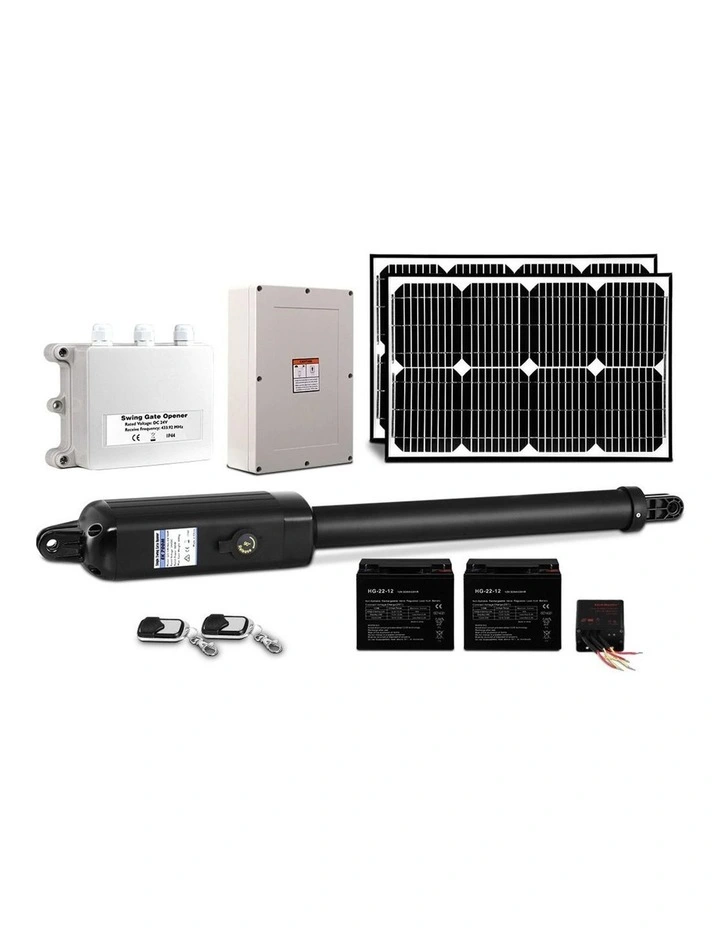 Single Swing Gate Opener With 40W Solar Panel 500kg in Silver image 1