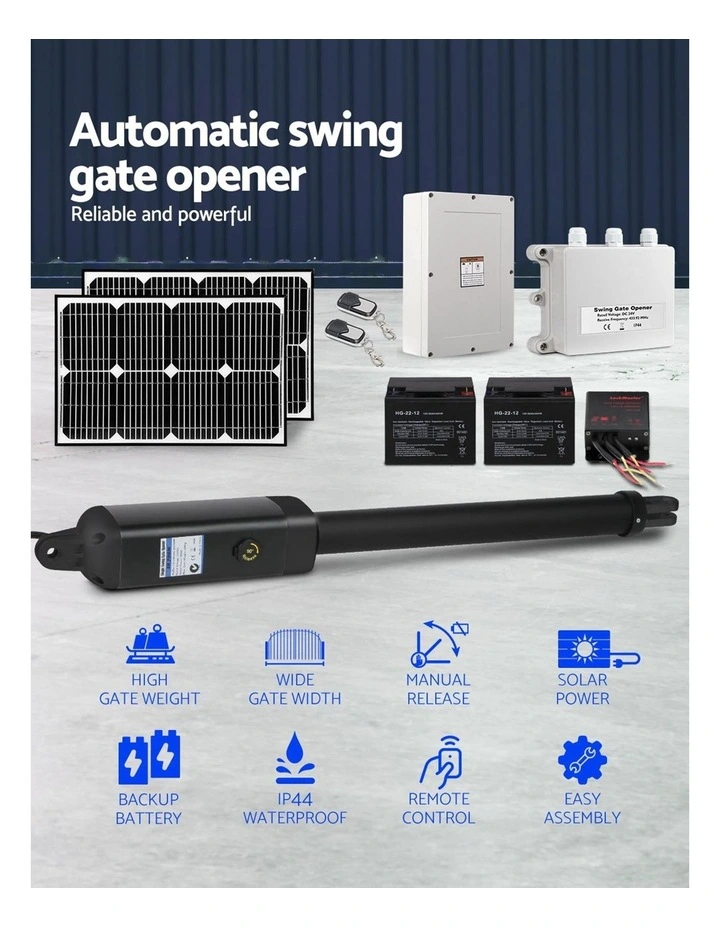 Single Swing Gate Opener With 40W Solar Panel 500kg in Silver image 5