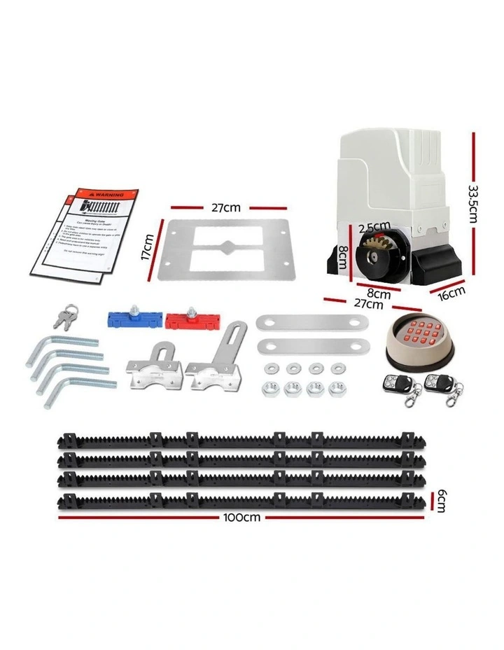 Automatic Sliding Gate Opener Kit Keypad 4M 1800kg in White image 2