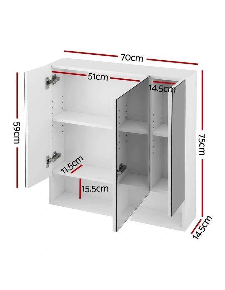 Bathroom Mirror Cabinet in 700x750mm White image 4