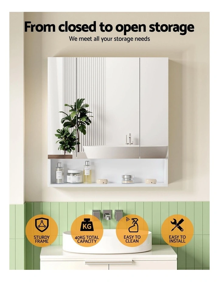 Bathroom Mirror Cabinet in 700x750mm White image 5