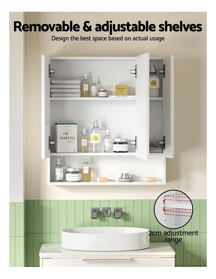 Bathroom Mirror Cabinet in 700x750mm White image 7