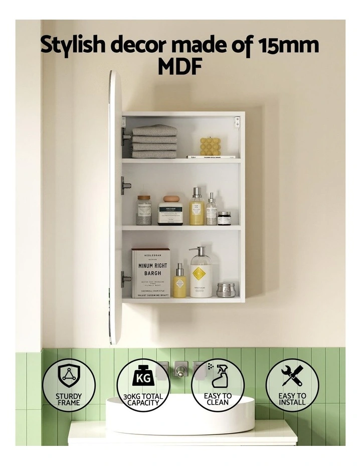 Bathroom Mirror Cabinet in 450x900mm White image 5
