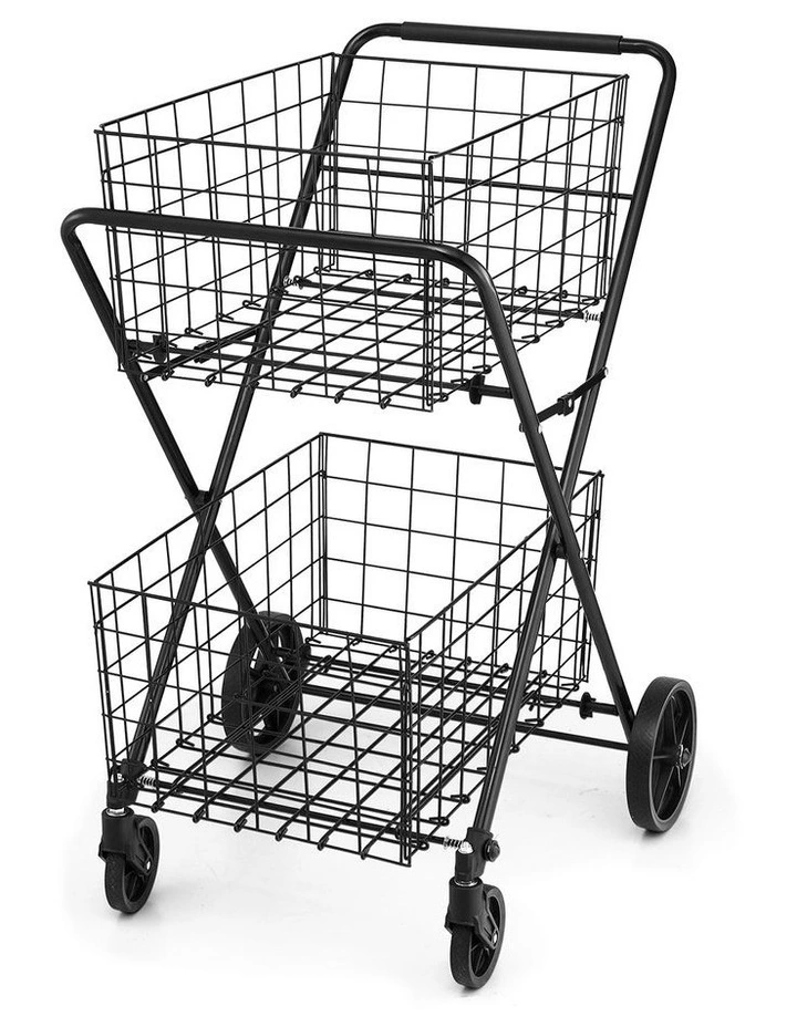 Foldable Shopping Trolley Cart in Black image 1