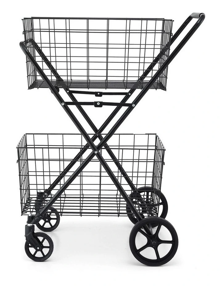 Foldable Shopping Trolley Cart in Black image 2