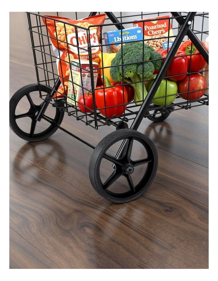 Foldable Shopping Trolley Cart in Black image 6