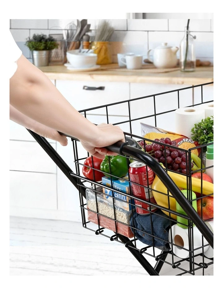 Foldable Shopping Trolley Cart in Black image 7