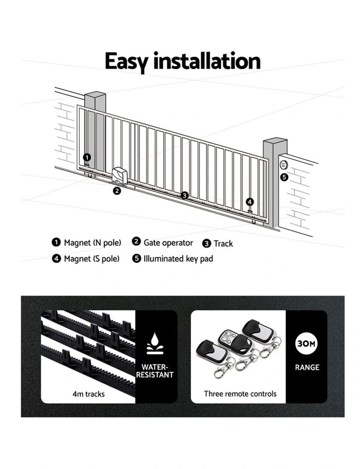 Automatic Sliding Gate Opener Kit 4M 600kg in Black image 7
