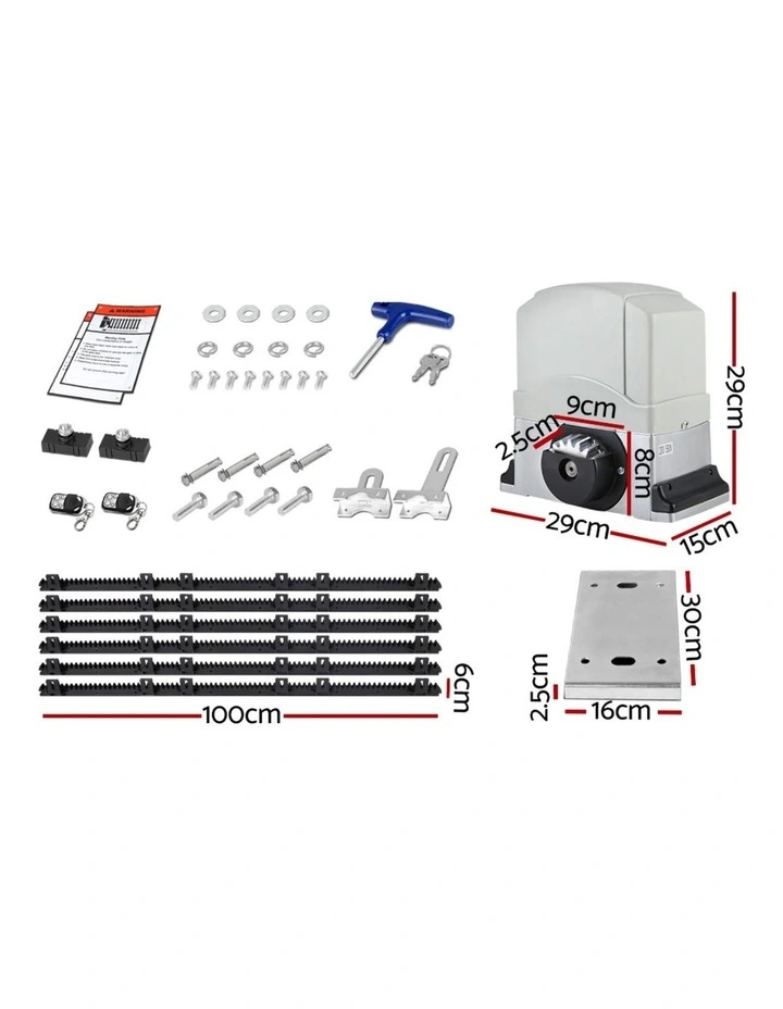Automatic Sliding Gate Opener Kit 6M 1200kg in White image 2