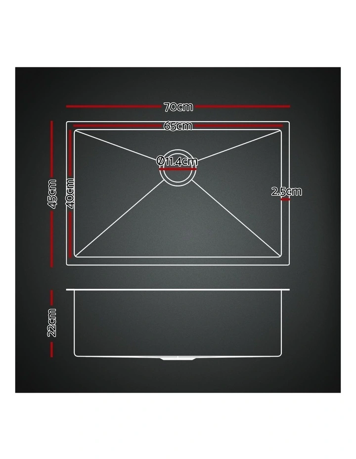 Stainless Steel Sink 70x45cm in Black image 4