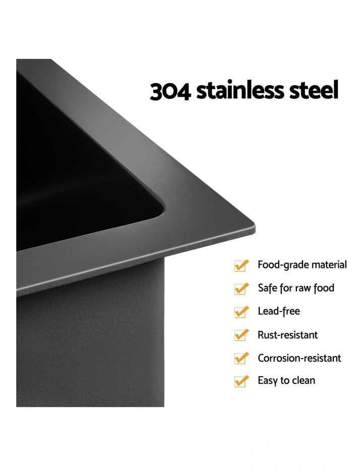Stainless Steel Sink 70x45cm in Black image 5