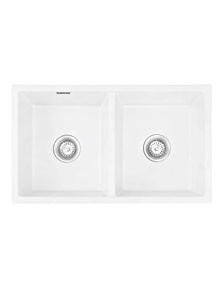 Granite Kitchen Sink 77x45cm in White image 2