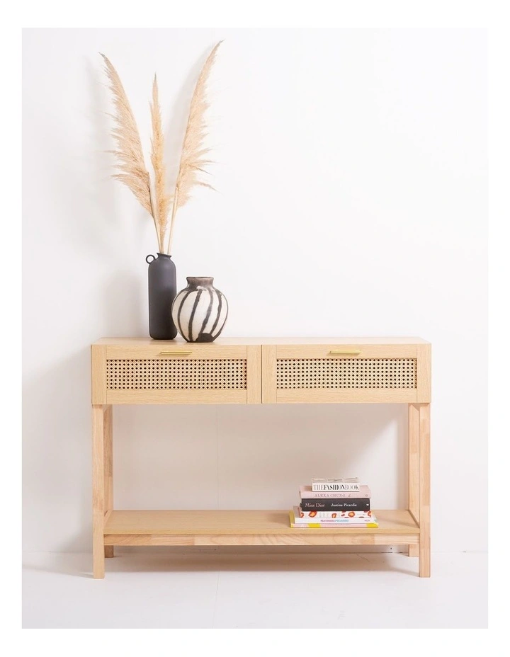 Santiago Rattan Console Table in Oak image 2