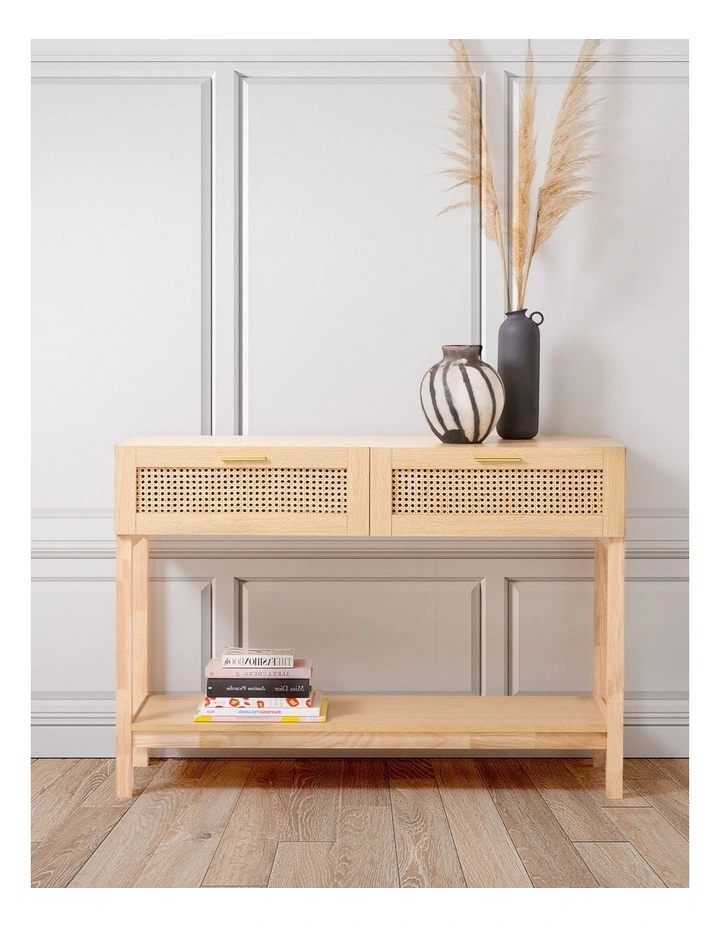 Santiago Rattan Console Table in Oak image 6